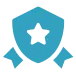 Blue shield with a star on it, set against a white background