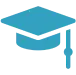 Blue graduation cap with a tassel, symbolizing the accomplishment of graduating icon